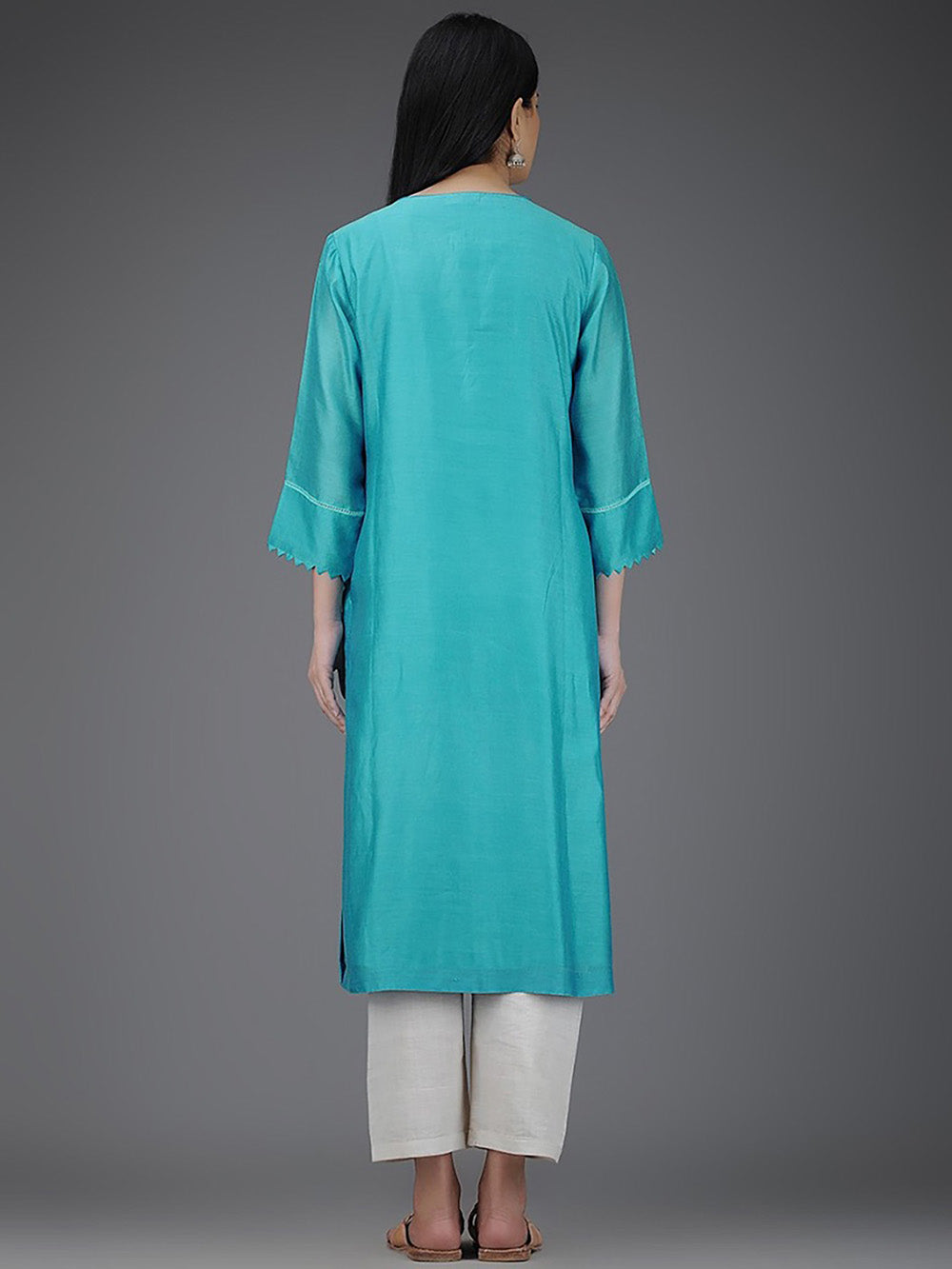 Turquoise Chanderi Kurta