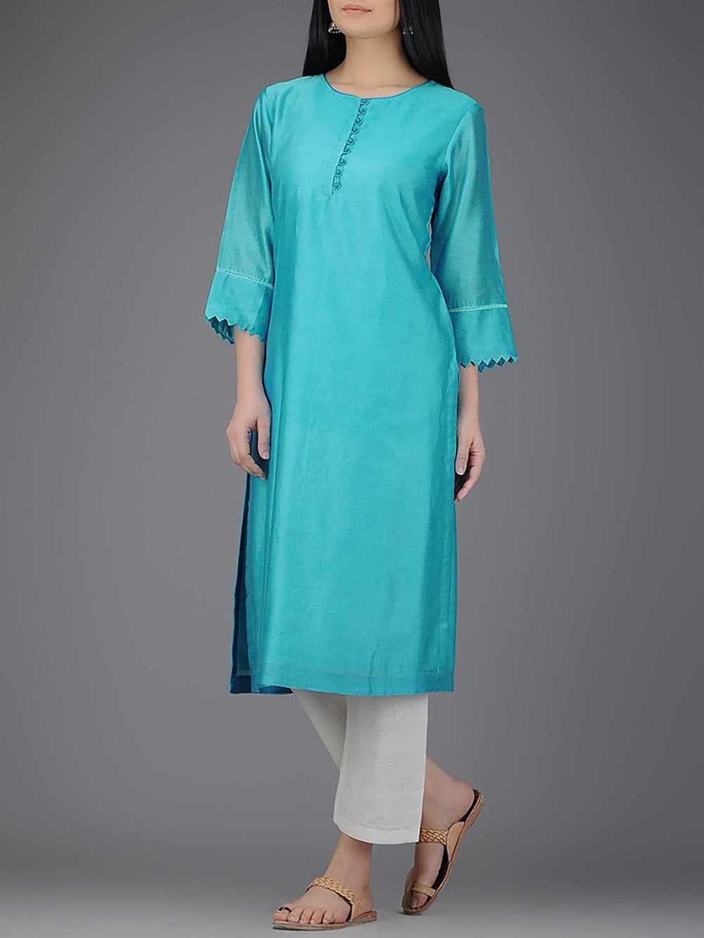 Turquoise Chanderi Kurta