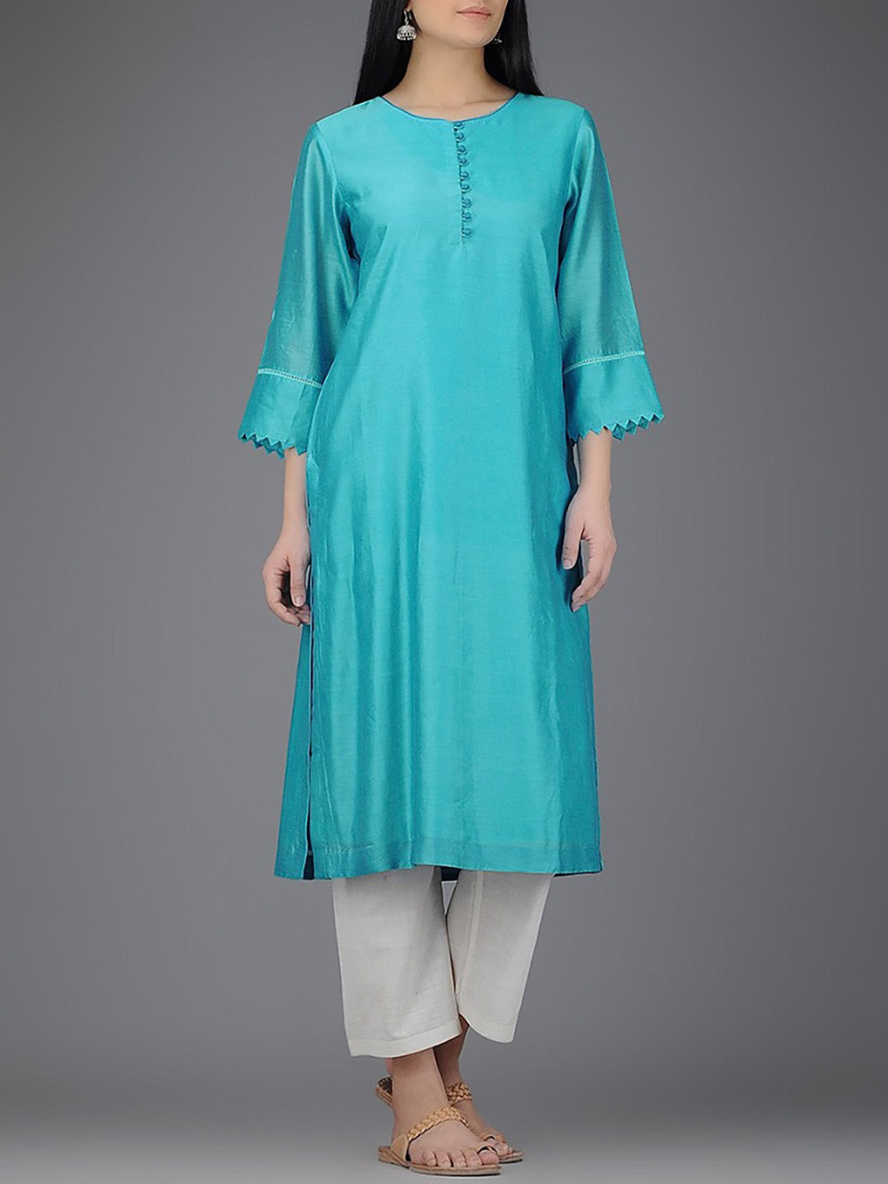 Turquoise Chanderi Kurta