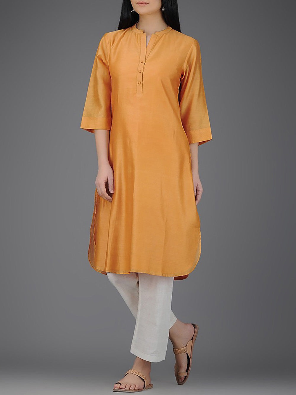 Mustard Chanderi Kurta