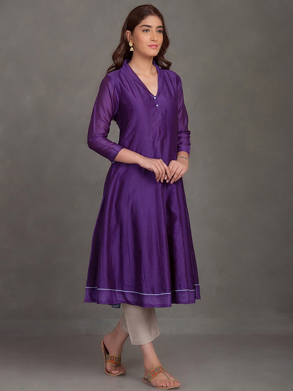 Purple Chanderi Kurta