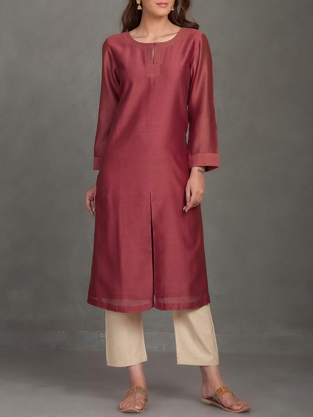 Rust Chanderi Kurta