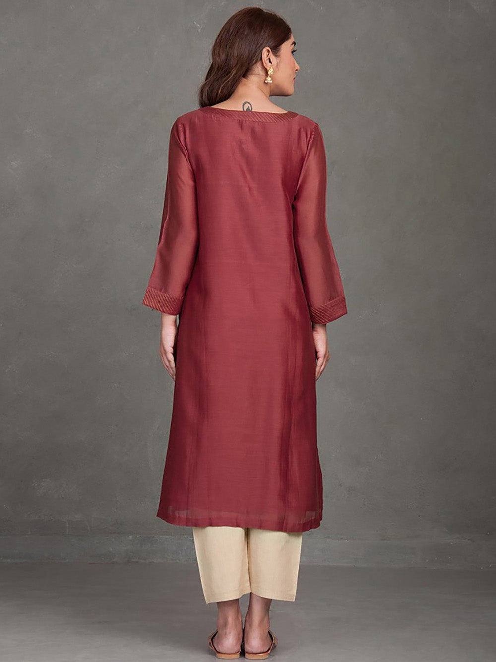 Rust Chanderi Kurta