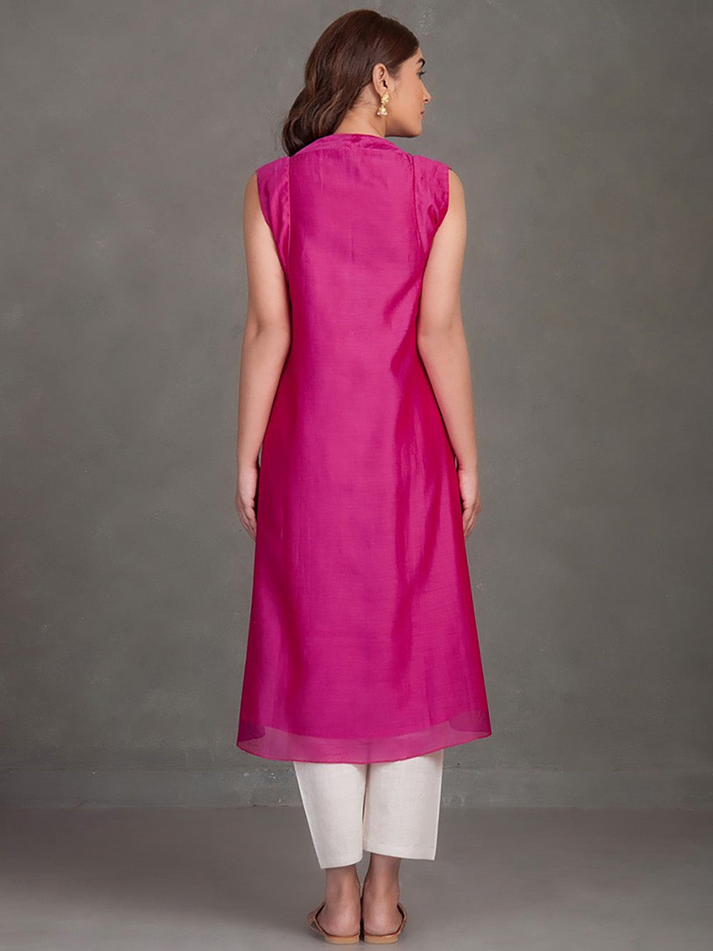 Fuchsia pink Chanderi Kurta