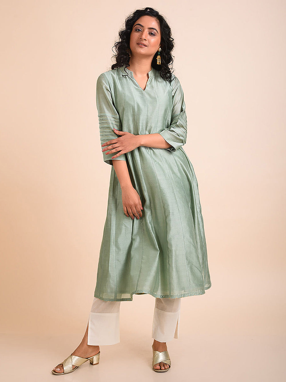 Sage Green Chanderi Kurta