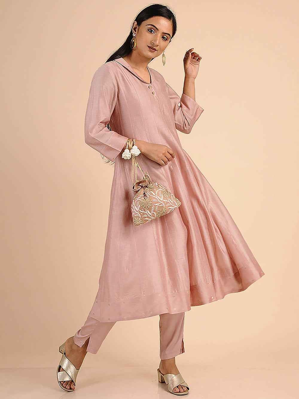 Pink Chanderi Kurta