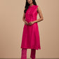 Magenta Chanderi kurta with pants set of 2