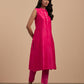 Magenta Chanderi kurta with pants set of 2