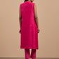 Magenta Chanderi kurta with pants set of 2