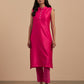 Magenta Chanderi kurta with pants set of 2