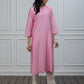 Pink chanderi kurta with pants and dupatta