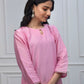 Pink chanderi kurta with pants and dupatta