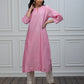 Pink chanderi kurta with pants and dupatta