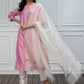 Pink chanderi kurta with pants and dupatta