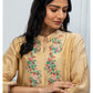 Beige chanderi kurta with pants Set of 2