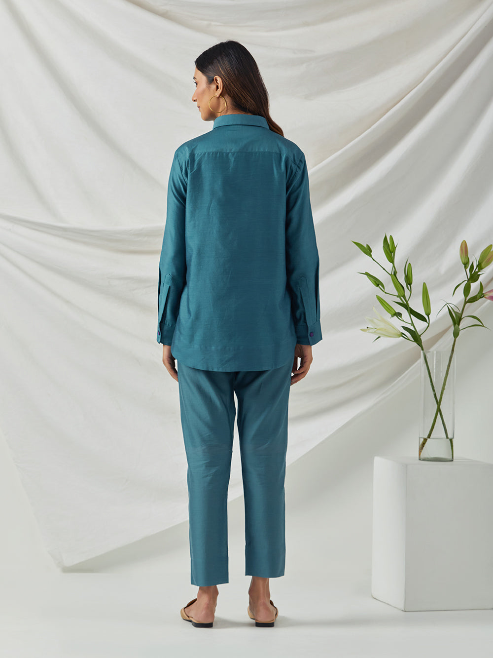 Teal Chanderi Shirt