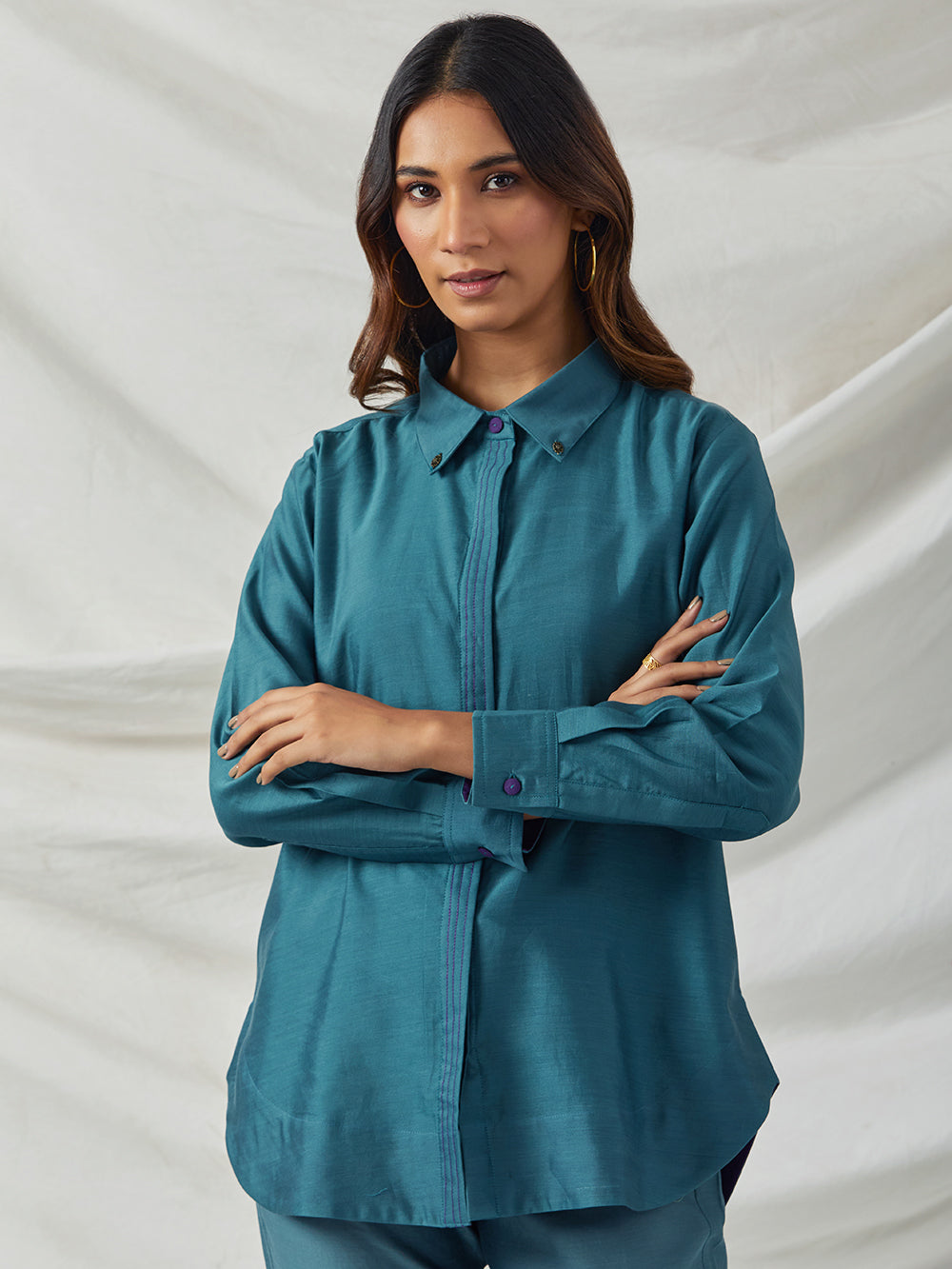 Teal Chanderi Shirt