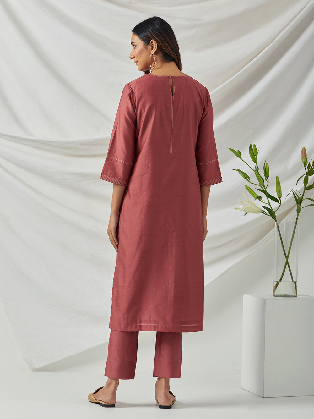 Rust Chanderi Kurta