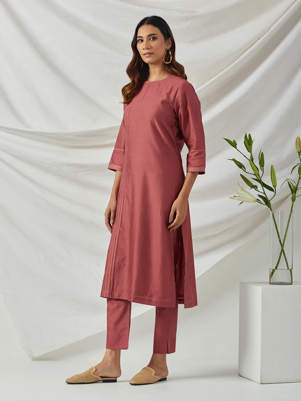 Rust Chanderi Kurta