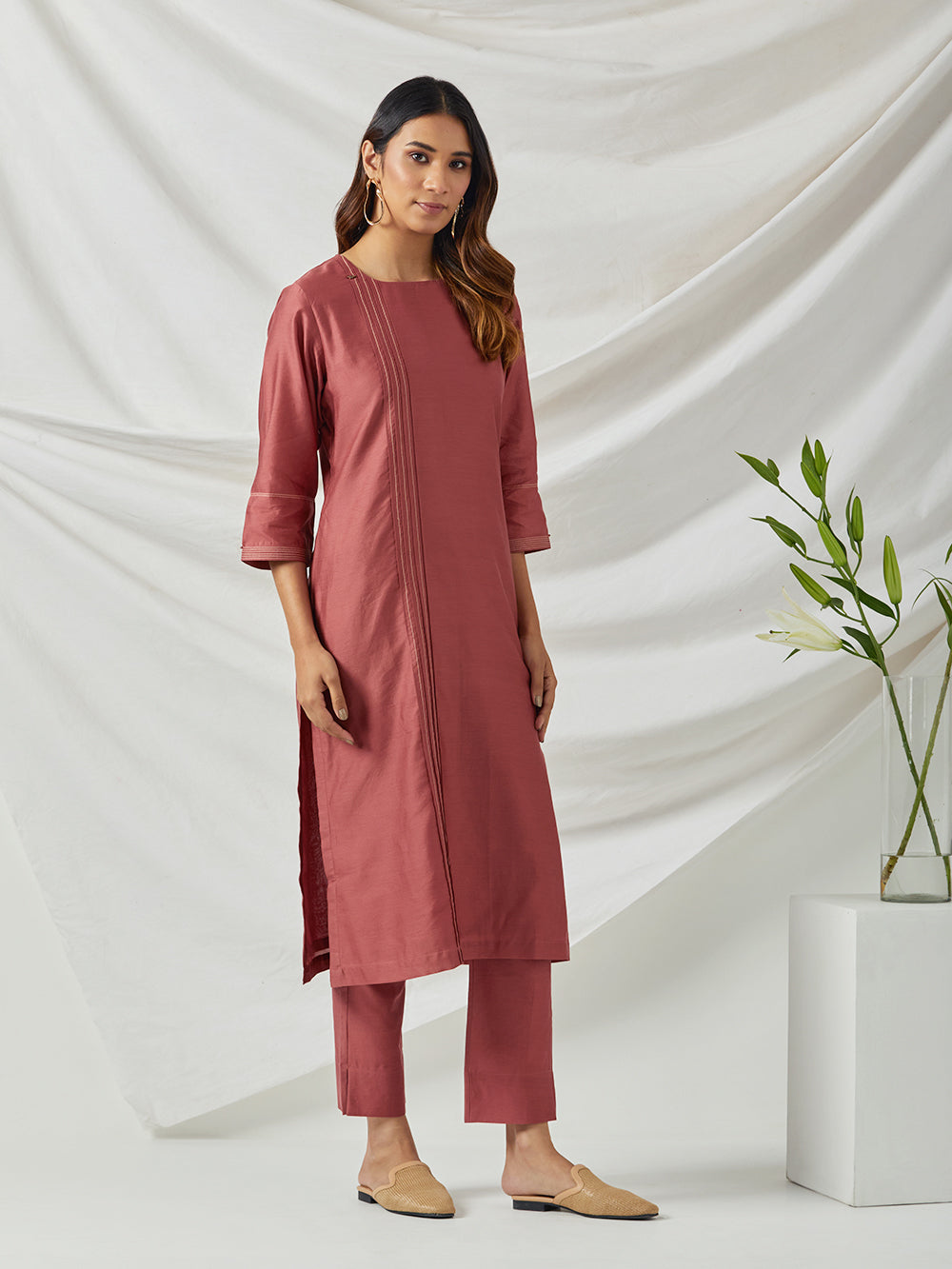 Rust Chanderi Kurta