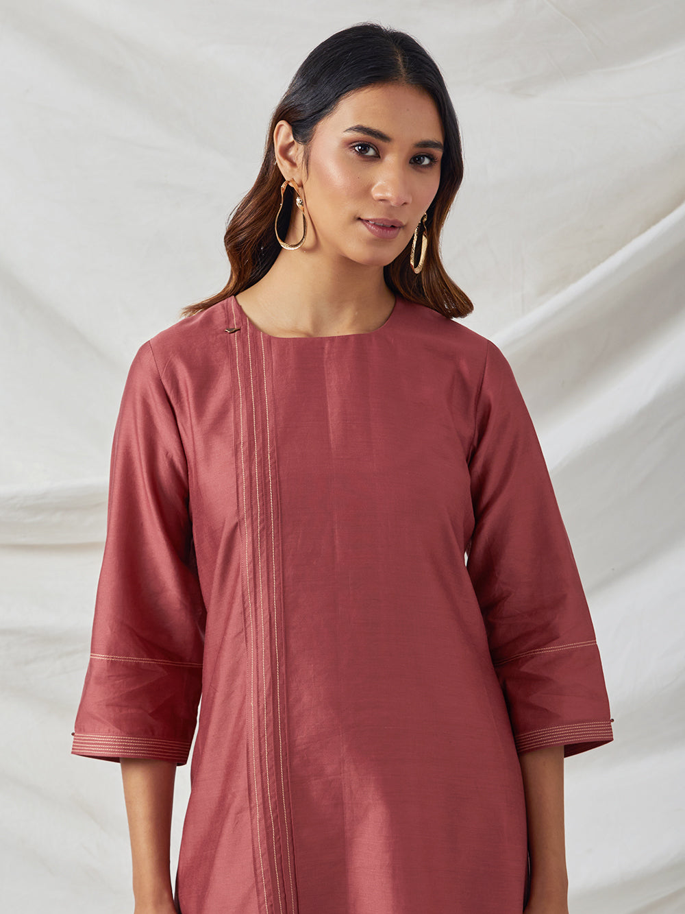 Rust Chanderi Kurta