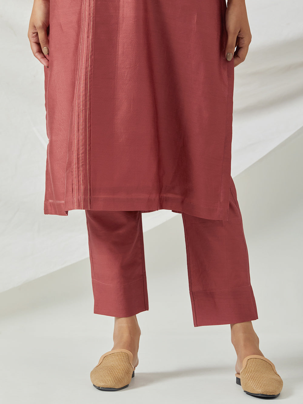 Rust Chanderi Kurta