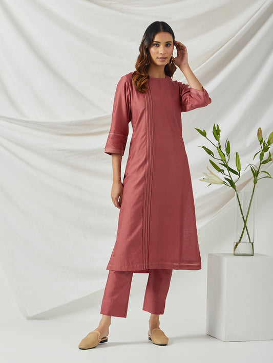 Rust Chanderi Kurta