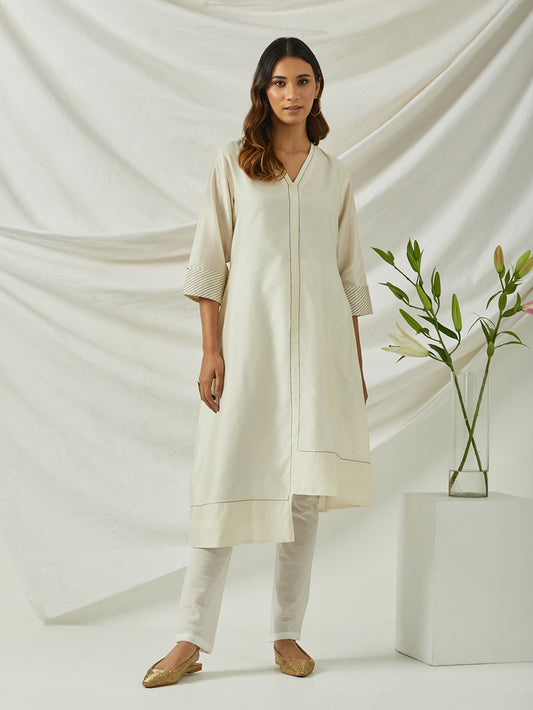 Off White Chanderi Kurta