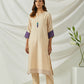 Beige Chanderi Embroidered Kurta with Pants