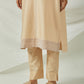 Beige Chanderi Embroidered Kurta with Pants