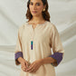 Beige Chanderi Embroidered Kurta with Pants