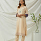 Beige Chanderi Embroidered Kurta with Pants