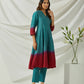 Teal Green Ombre Dye Chanderi Suit - Set of 3