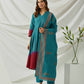 Teal Green Ombre Dye Chanderi Suit - Set of 3