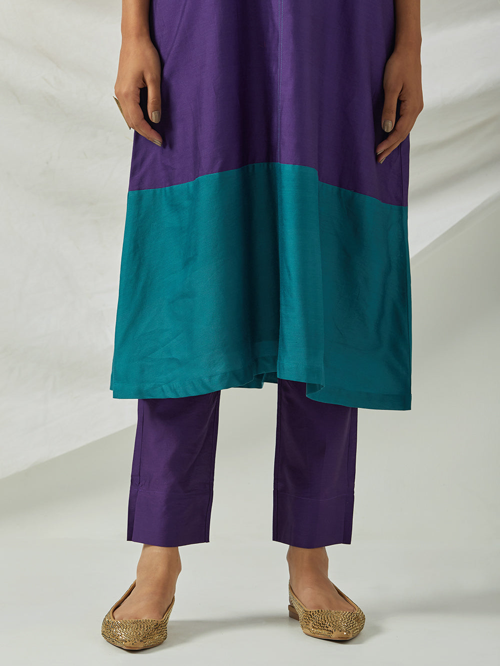 Purple Chanderi Embroidered Kurta