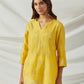 yellow embroidered chanderi tunic