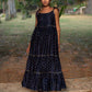 Indigo Block Printed Chanderi Tiered Dress