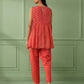 Coral Cotton Shirt with Pants Set