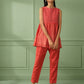 Coral Cotton Shirt with Pants Set