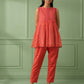 Coral Cotton Shirt with Pants Set