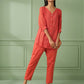 Coral Cotton Shirt with Pants Set