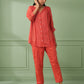 Coral Cotton Shirt with Pants Set