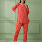 Coral Cotton Shirt with Pants Set