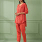 Coral Cotton Shirt with Pants Set