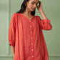 Coral Cotton Shirt with Pants Set