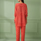 Coral Cotton Shirt with Pants Set