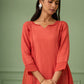 Coral Cotton Silk Gathered dress