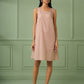 Coral Cotton Silk Gathered dress