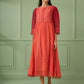 Coral Cotton Silk Maxi Dress