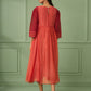 Coral Cotton Silk Maxi Dress